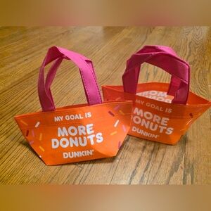 Bundle Pack Of 2 Dunkin Donuts Themed Mini Tote Bags Pink Orange Sprinkles